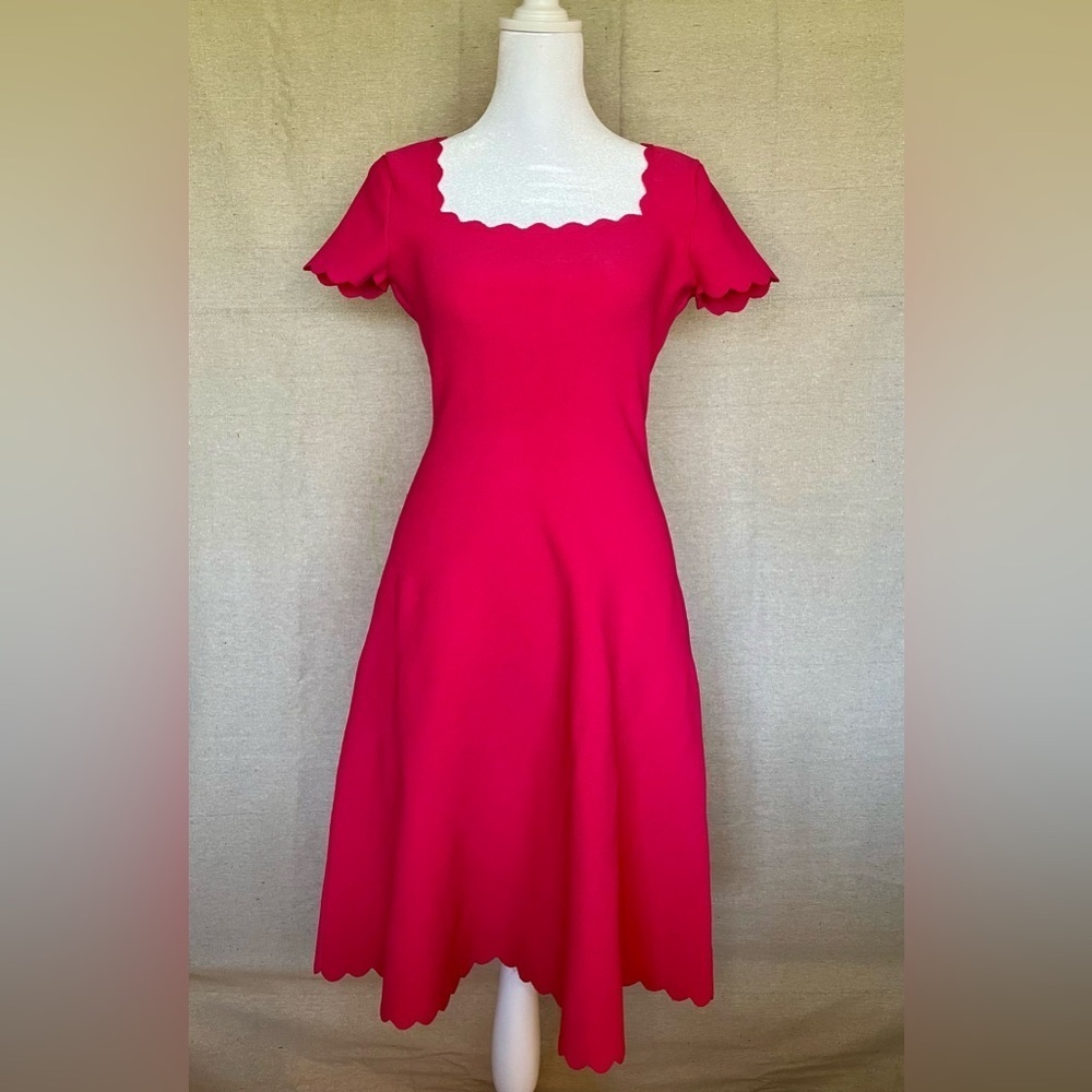 MILLY | Scallop Neck Fit and Flare Dress - Picture 2 of 12